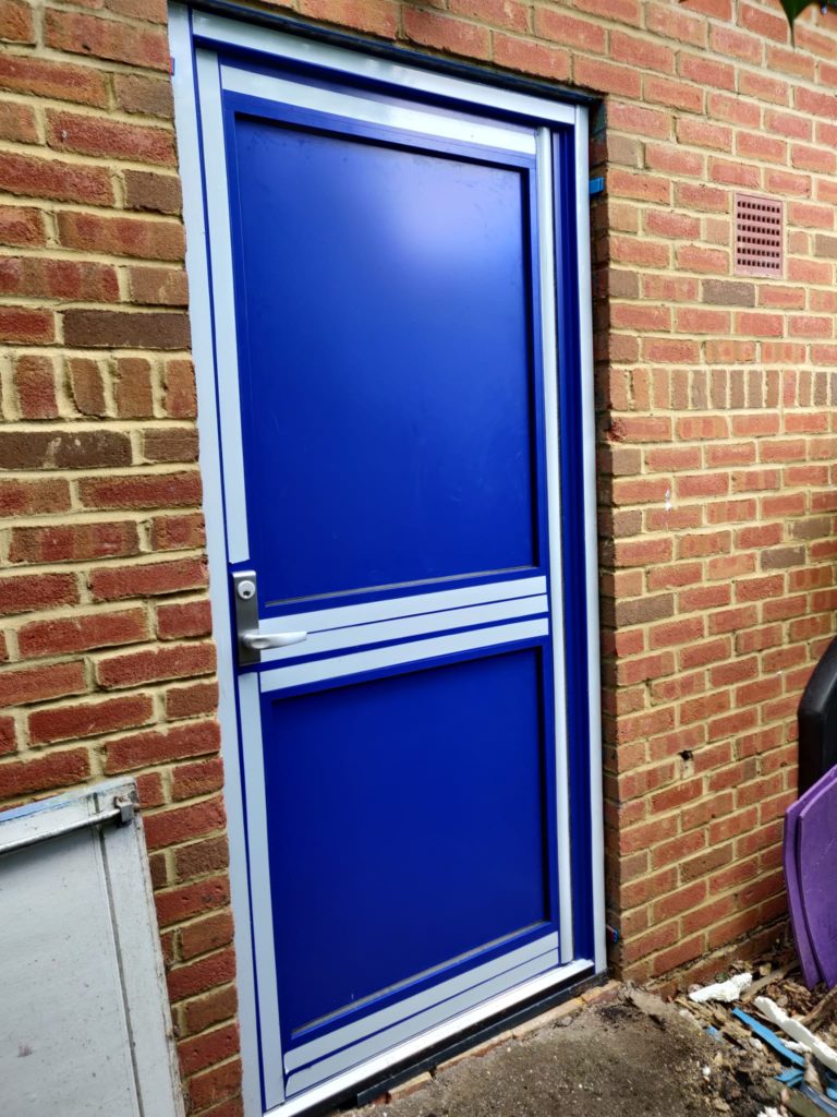 Blue Aluminium Commercial Door